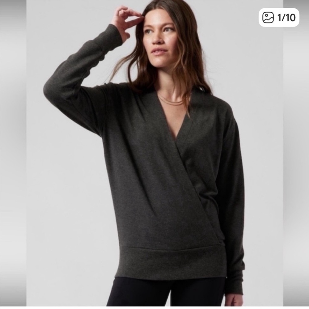 Athleta Black Faux Wrap Sweatshirt